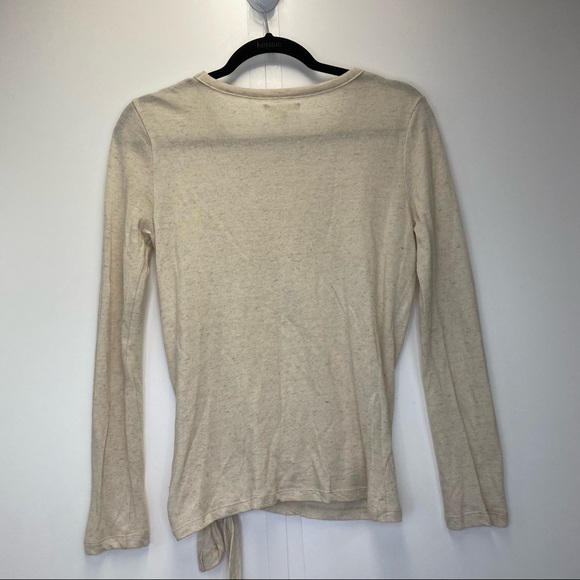 Madewell Long Sleeve T Shirt Small Soundcheck Side-Tie Light Tan Cream Top - Picture 5 of 6